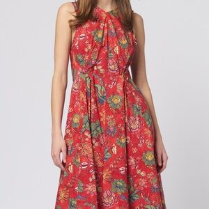 Ulla Johnson Kaiya Midi Dress Hibiscus Red Floral Print Size 6 NWOT